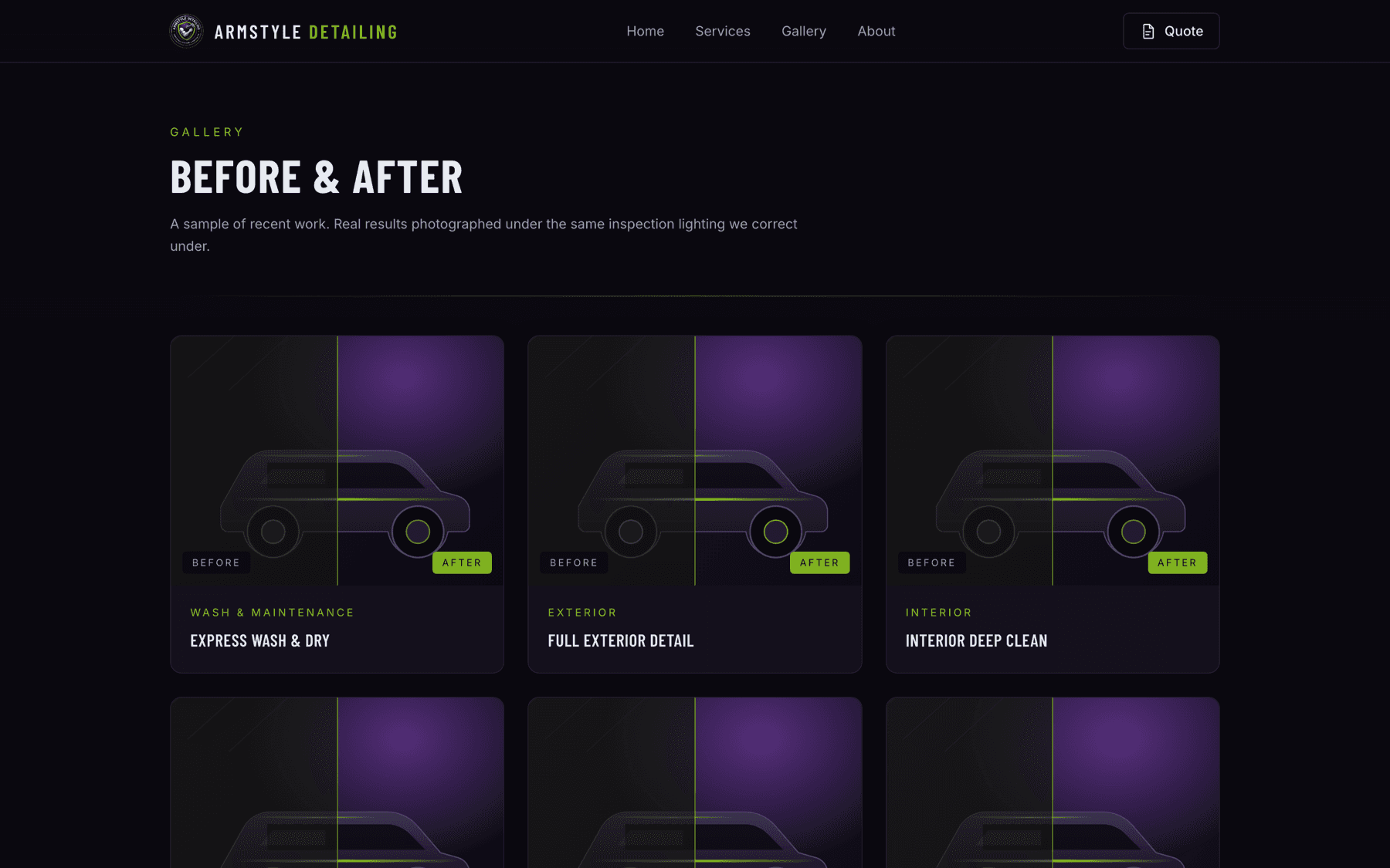 The ArmStyle before-and-after gallery of detailing results.
